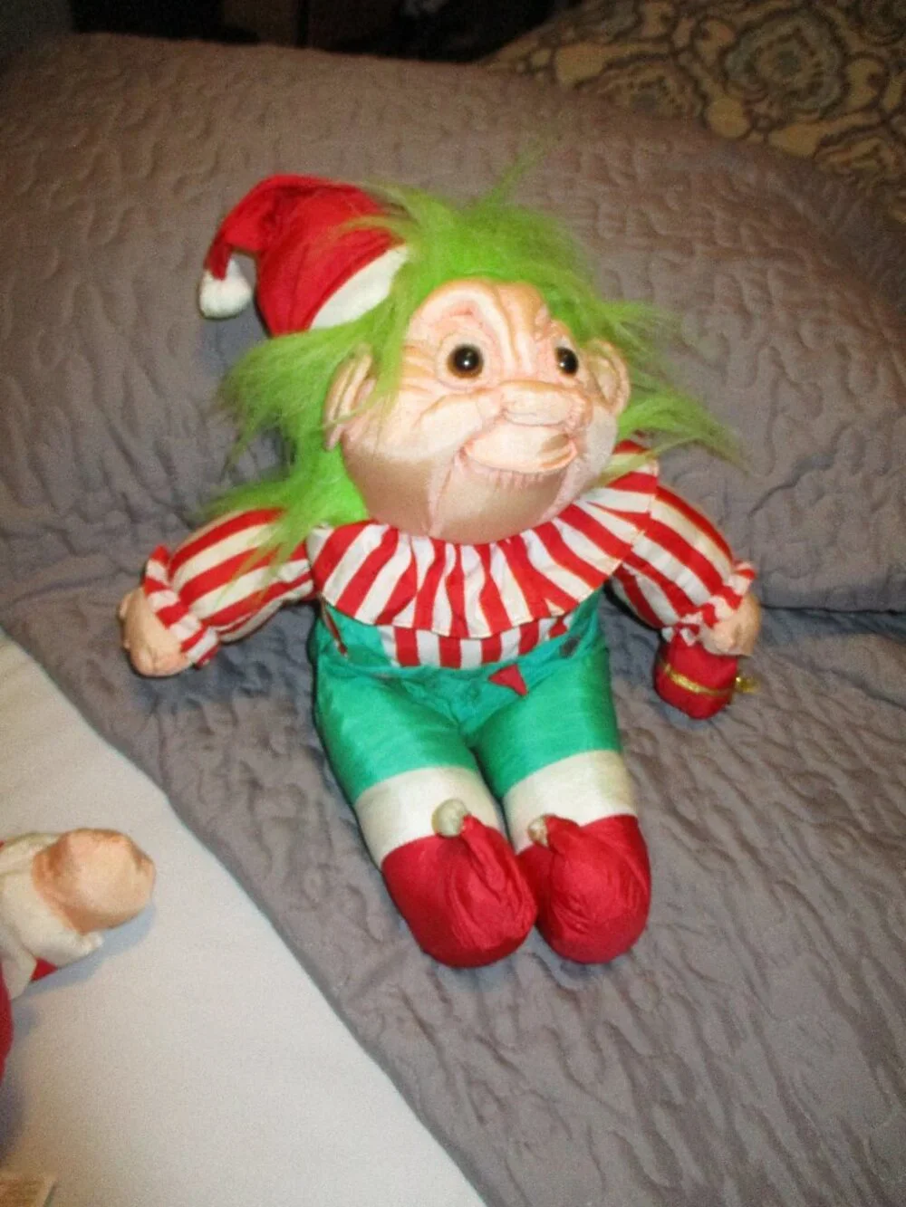 2 Christmas Vintage Santa & Troll Plush Nylon Stuffed Parachute